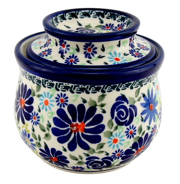Polish Pottery French Butter Dish / Butter Bell 7.5 oz, Floral Swirl Celebration | Boleslawiec