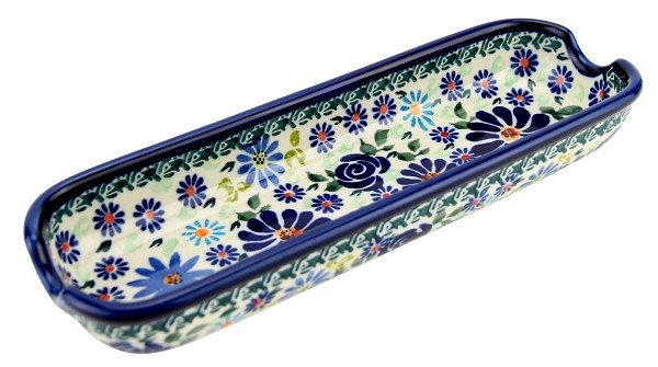 Polish Pottery Corn Cob Holder & Dish 8.75