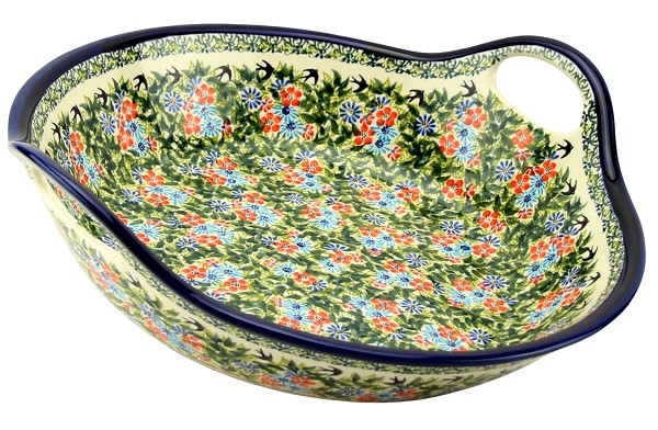 Polish Pottery Large Serving Bowl with Handles – 15