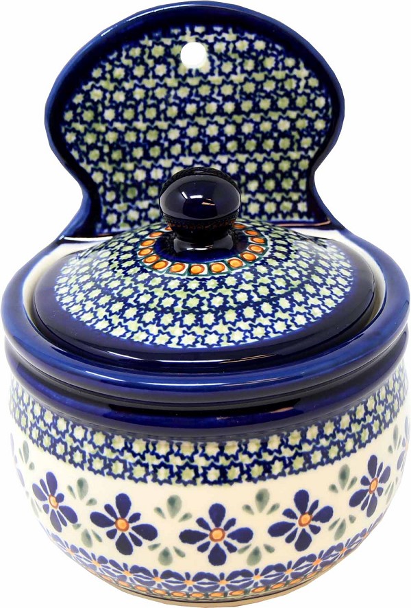 Polish Pottery Hanging Salt Box