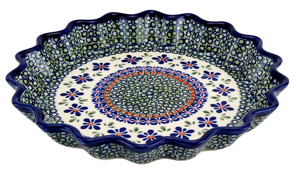 Polish Pottery Scalloped Pie, Tart & Quiche Dish 10.5