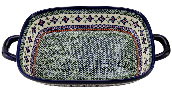 Polish Pottery Rectangular Baking Dish with Handles 18