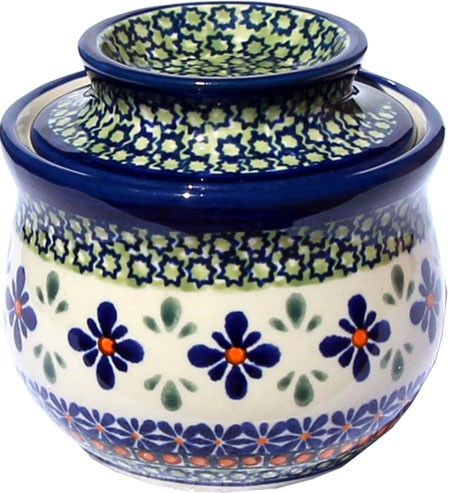 Polish Pottery French Butter Dish / Butter Bell 7.5 oz, Mosaic Flower | Boleslawiec