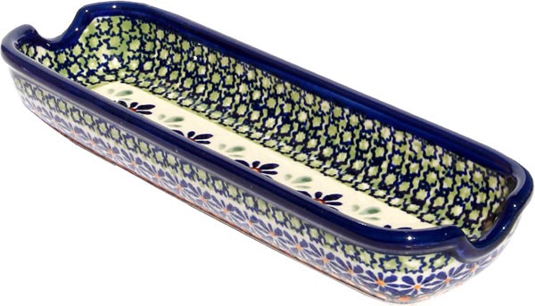 Polish Pottery Corn Cob Holder & Dish 8.75