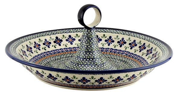 Polish Pottery Serving Bowl with Center Handle 13.5