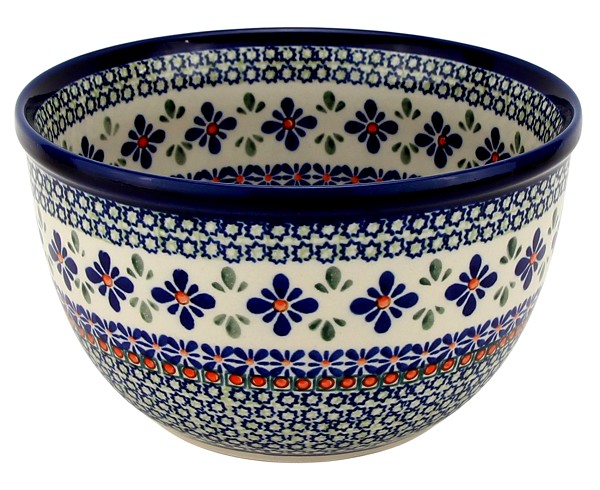 Polish Pottery Mixing & Serving Bowl 2 qt, Mosaic Flower | Boleslawiec