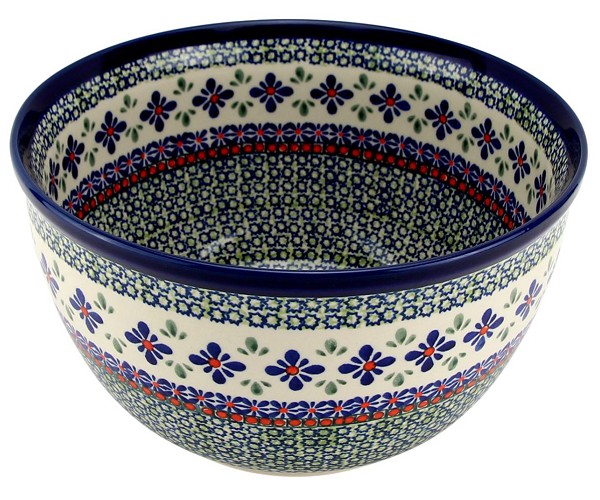Polish Pottery Mixing & Serving Bowl 5 qt, Mosaic Flower | Boleslawiec