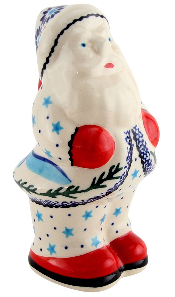 Polish Pottery Santa Claus Figure – 6” High – Handmade Zaklady Boleslawiec Holiday Decor
