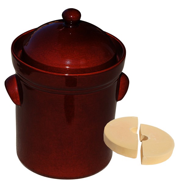 Fermenting Crock Pot, 15 Liter / 4 Gallon - Pressing Stones Included
